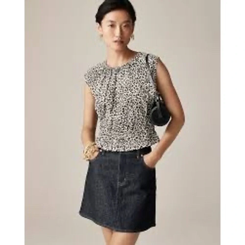 NWT J.Crew | 2025 Hyacinth Top Leopard Cotton Poplin Small Animal Print‎ CI551